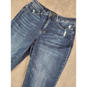 Judy Blue Jeans Women 18W Plus Denim Tummy Control Skinny Distressed Stretch